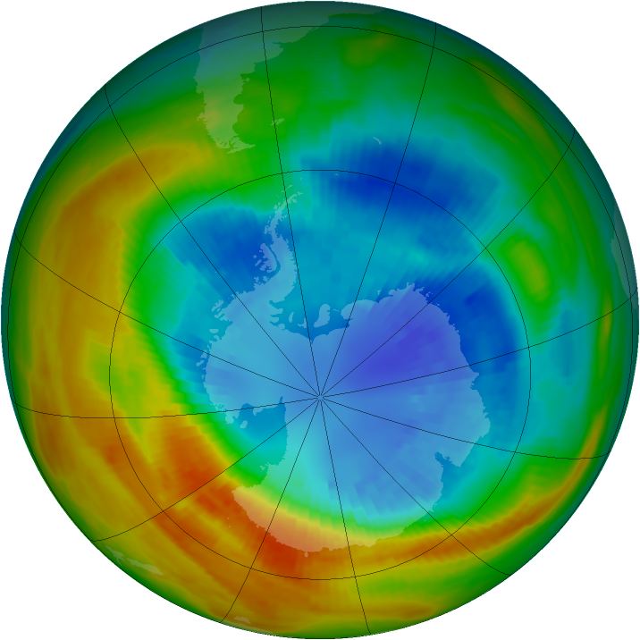 Antarctic ozone map for 06 September 1986